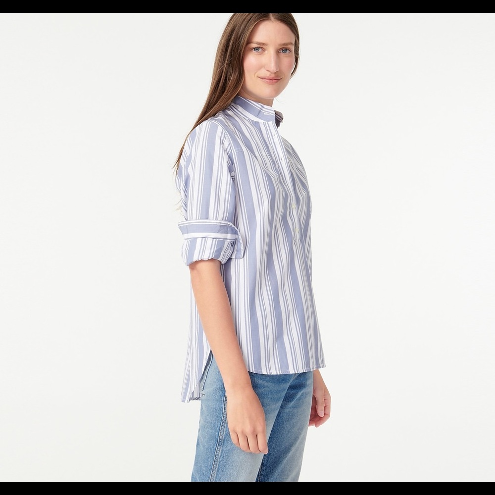 J CREW COTTON STRIPED LONG SLEEP POPOVER TOP NWT SZ 6